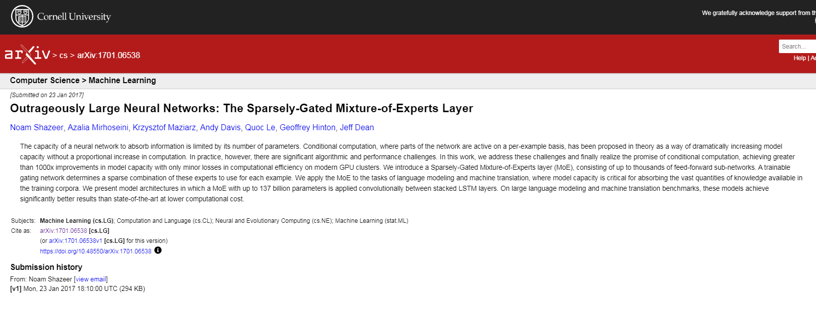 《outrageously Large Neural Networks: The Sparsely Gated Mixture Of Experts Layer》论文解读与行业影响