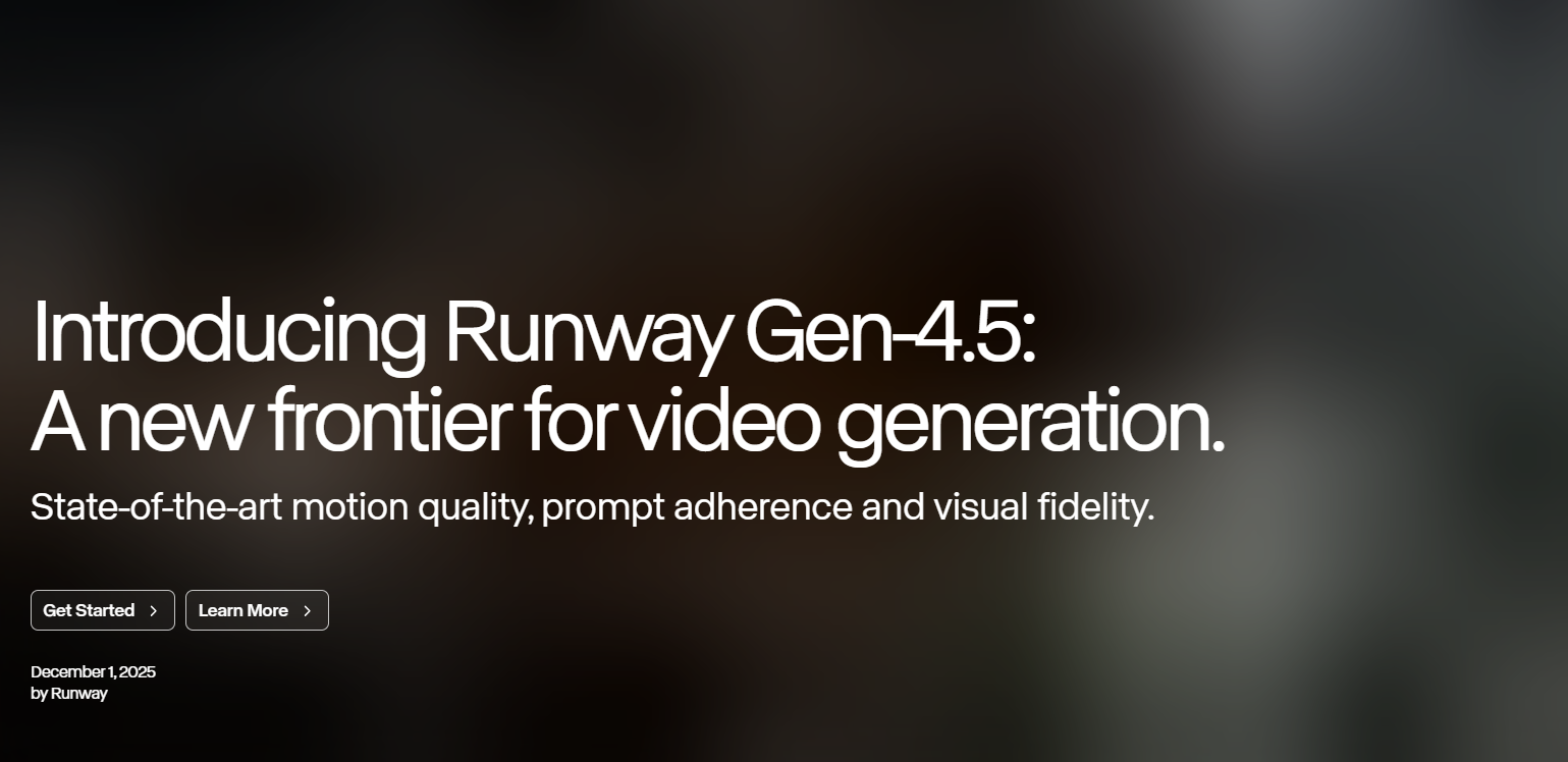 Runway 推出 Gen 4.5 视频生成模型，引领短视频创作新潮流