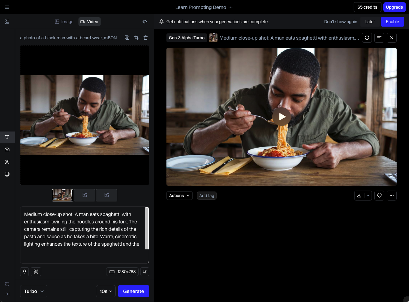 AI 视频生成界面