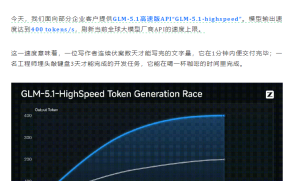 智谱GLM-5.1高速版发布：400 tokens/s刷新全球大模型速度上限